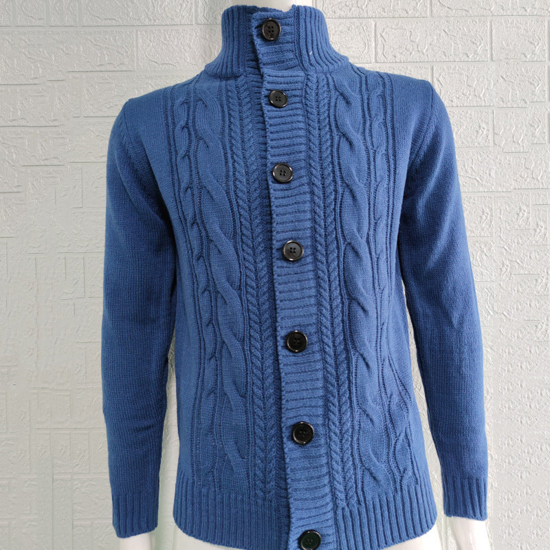 Men’s Stand Collar Knit Button Cardigan