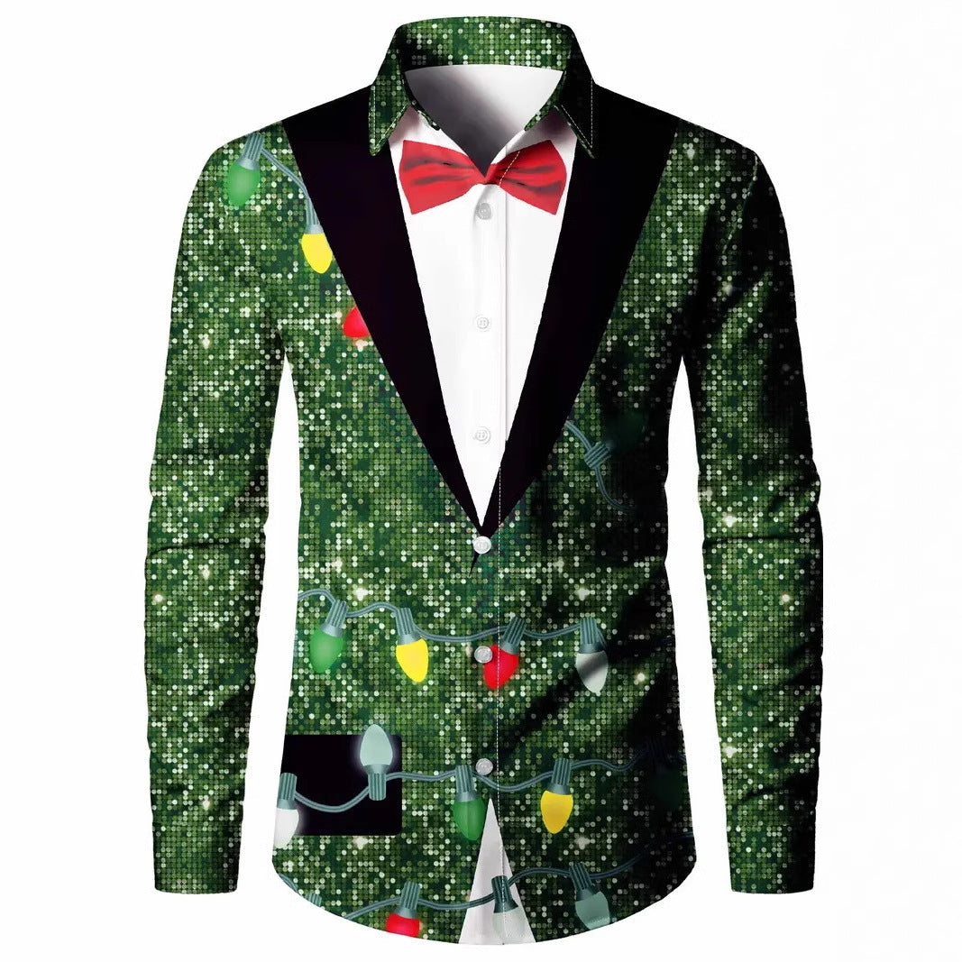 Men’s Digital Print Faux Two-Pieces Shirt
