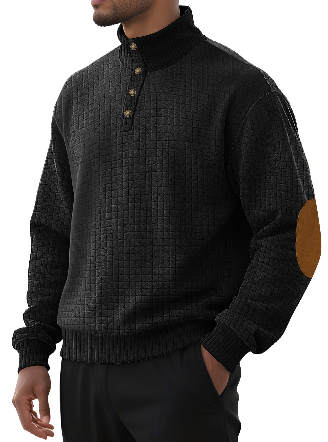 Plaid Stand-Collar Sweater