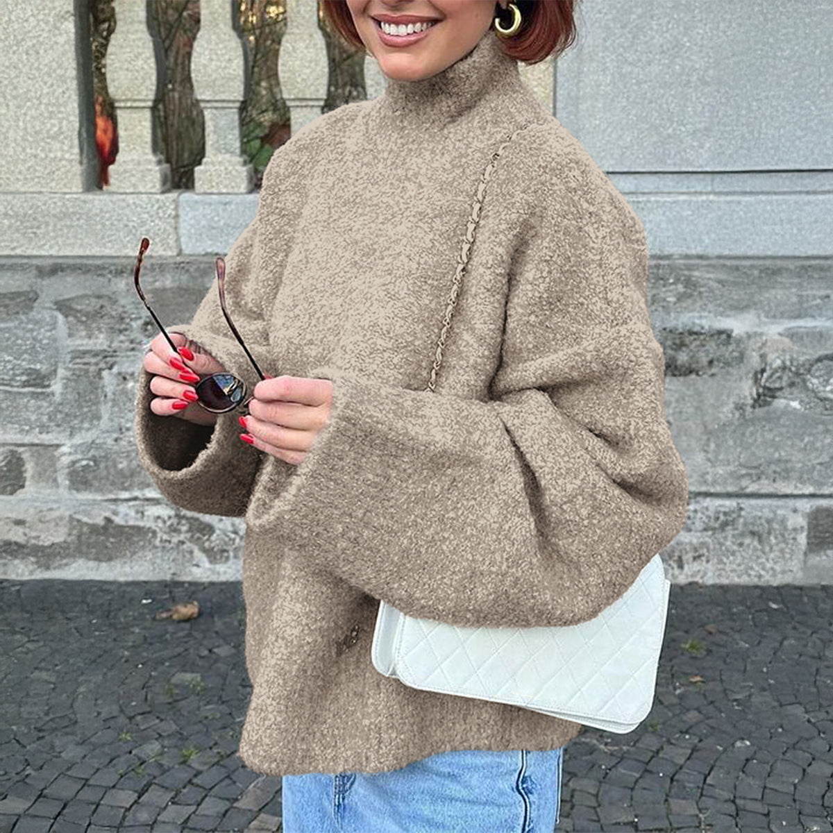 European And American Leisure Wool Long-sleeved Coat