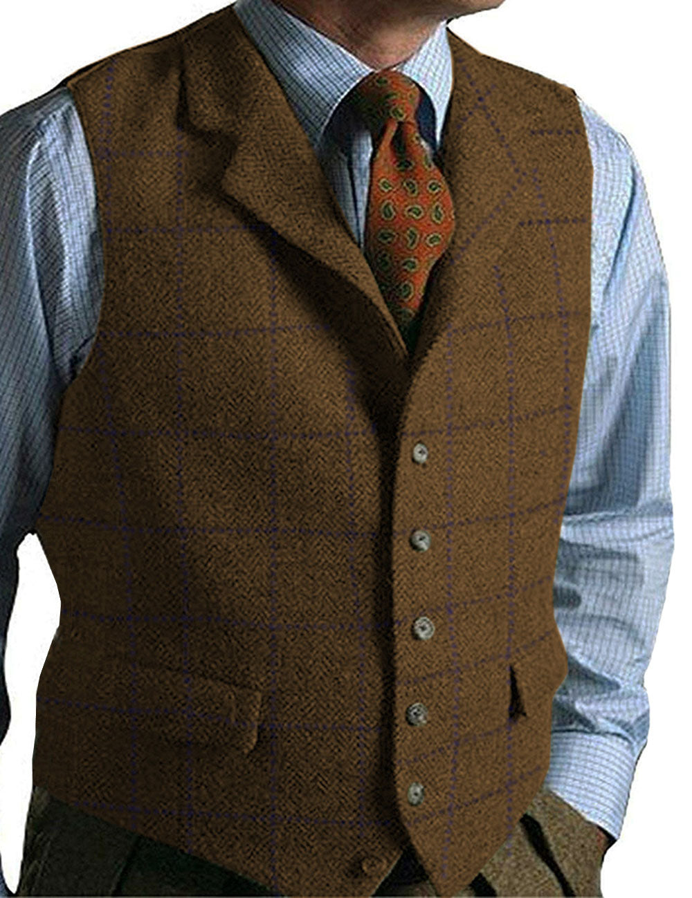 Men’s Plaid Tweed Gilet