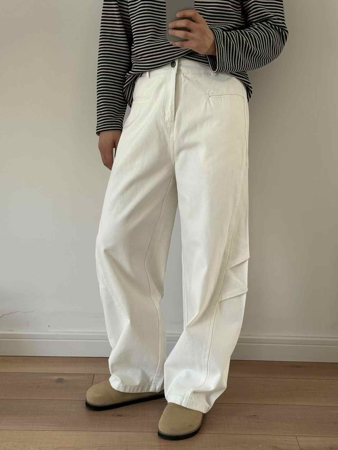 Pleated Matchet Uniform Jeans