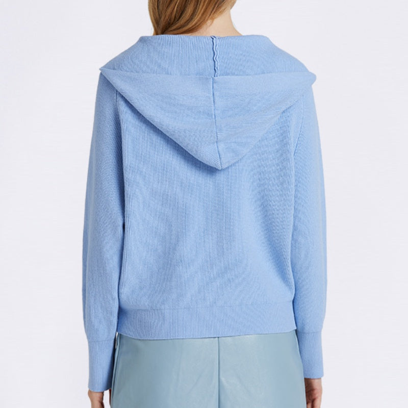 Hooded Women Cardigan Sweater Loose Casual Sports Knitted