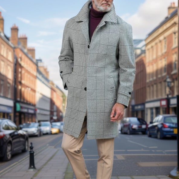 Men’s Checked Raglan Sleeve Wool Coat