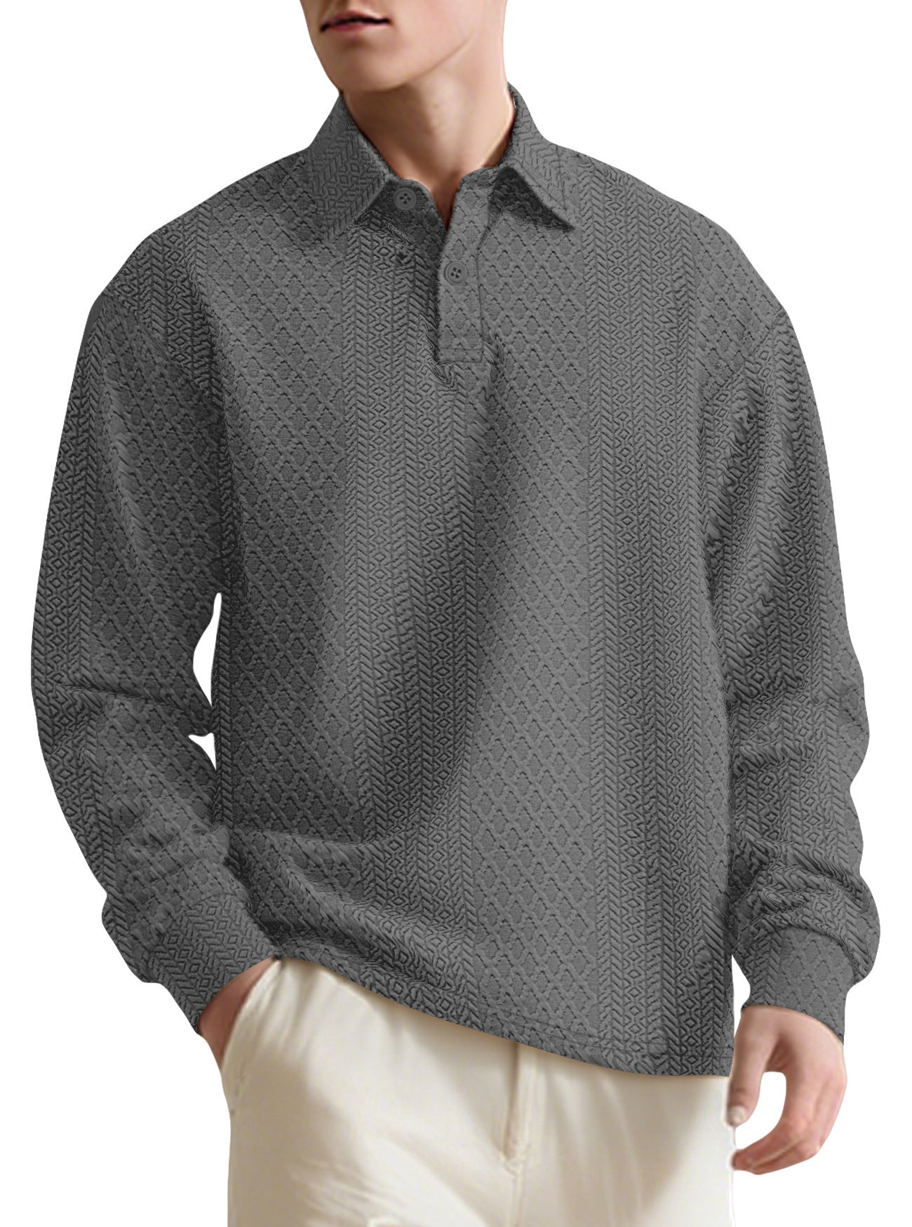 Jacquard Lapel Polo Sweater