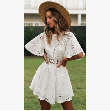Sexy Hollow Short Sleeve Dress
