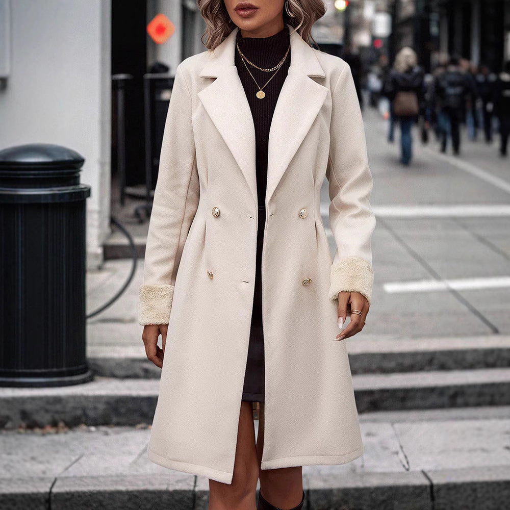 Women’s Waist-Trimming Woolen Coat