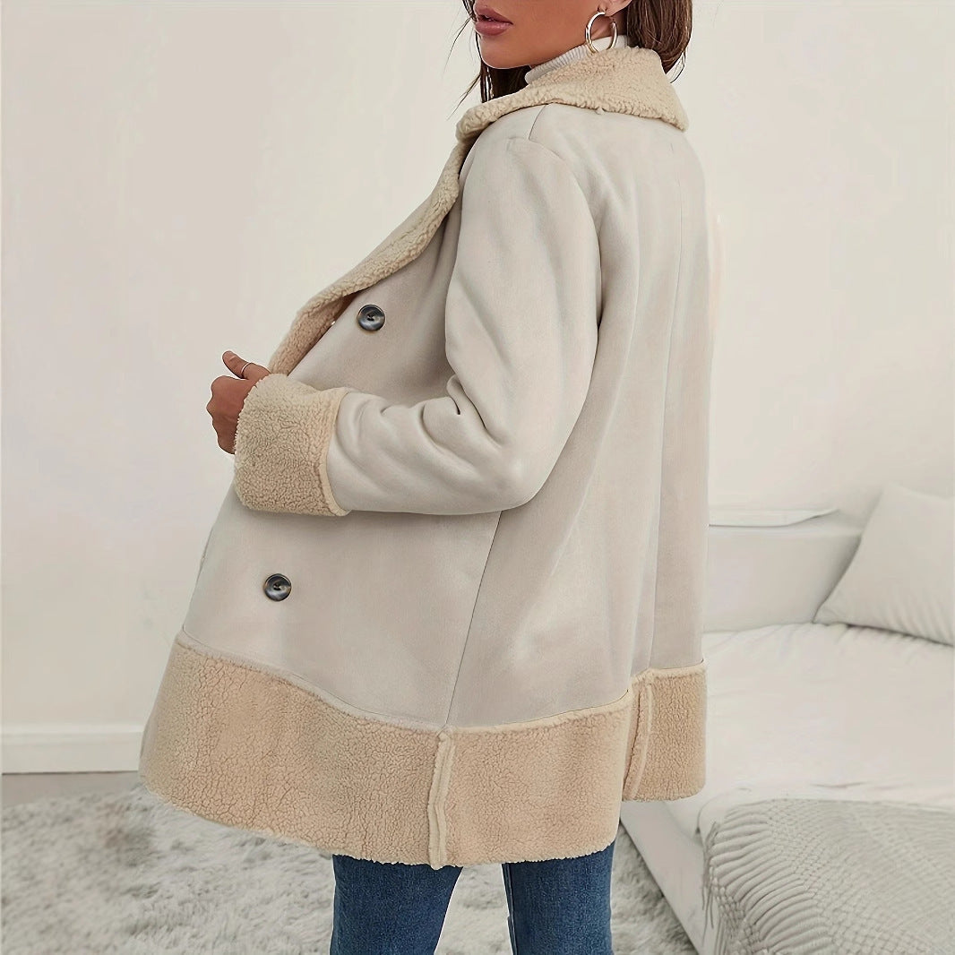 Apricot Contrast Wool Long Coat