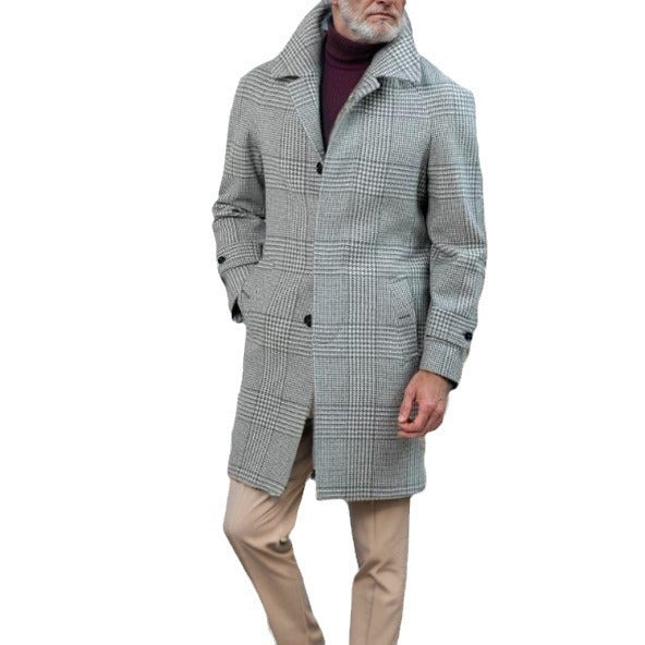 Men’s Checked Raglan Sleeve Wool Coat