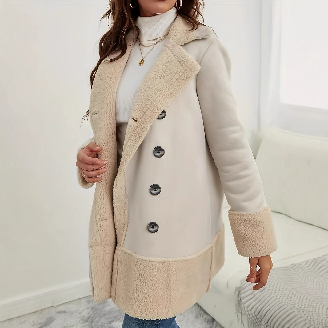 Apricot Contrast Wool Long Coat