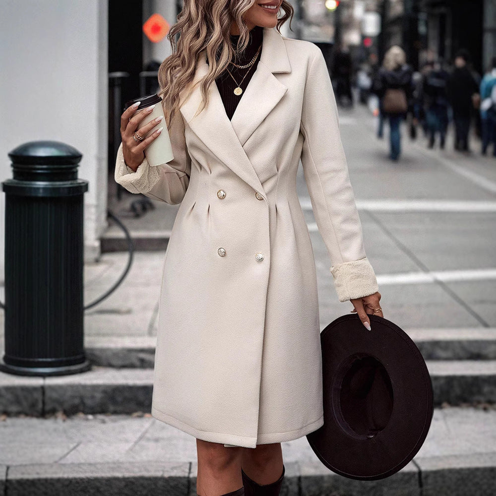 Women’s Waist-Trimming Woolen Coat