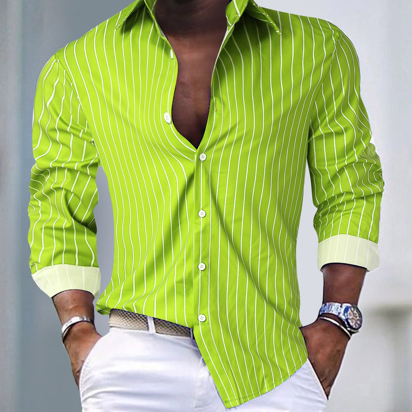 Men’s Striped Lapel Cardigan