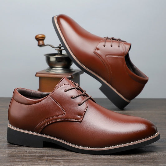 Plus-Size Black Leather Business Shoes