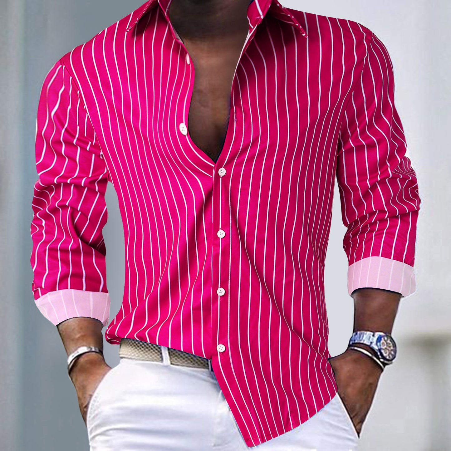 Men’s Striped Lapel Cardigan
