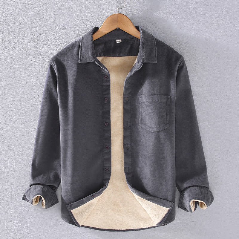 Men’s Square Collar Corduroy Shirt