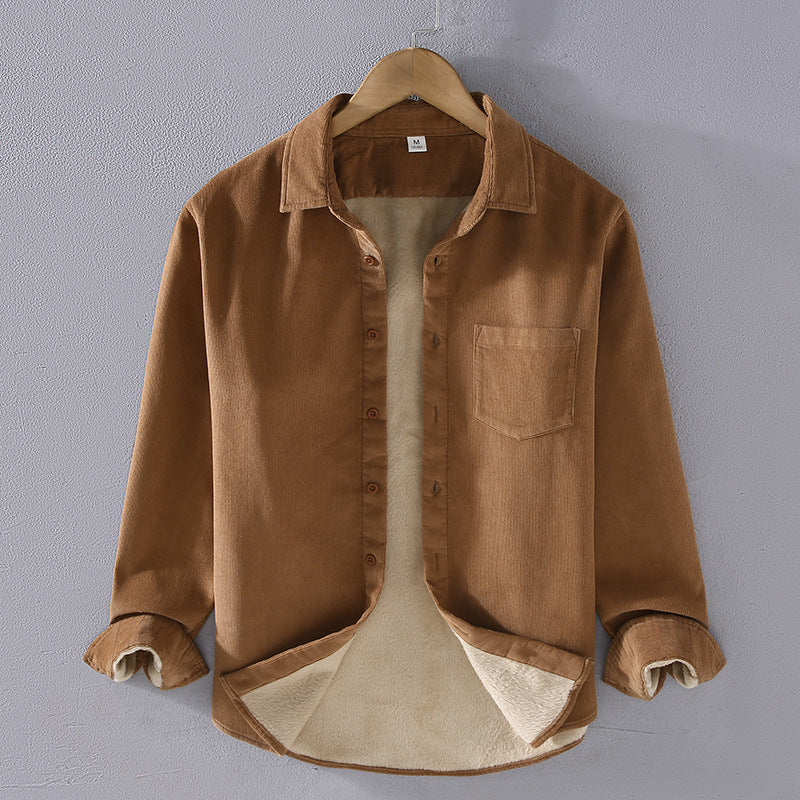 Men’s Square Collar Corduroy Shirt