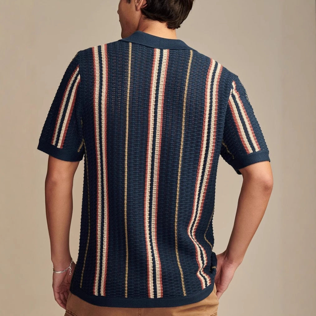 Men’s Hollow Knit Polo Cardigan