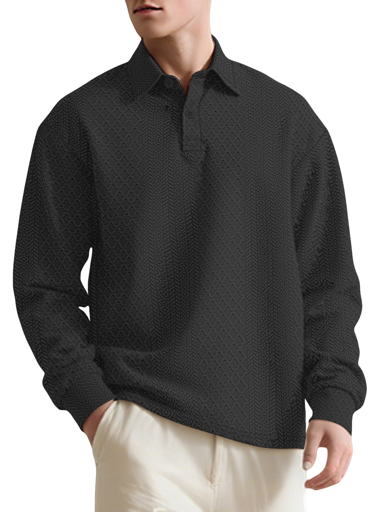 Jacquard Lapel Polo Sweater