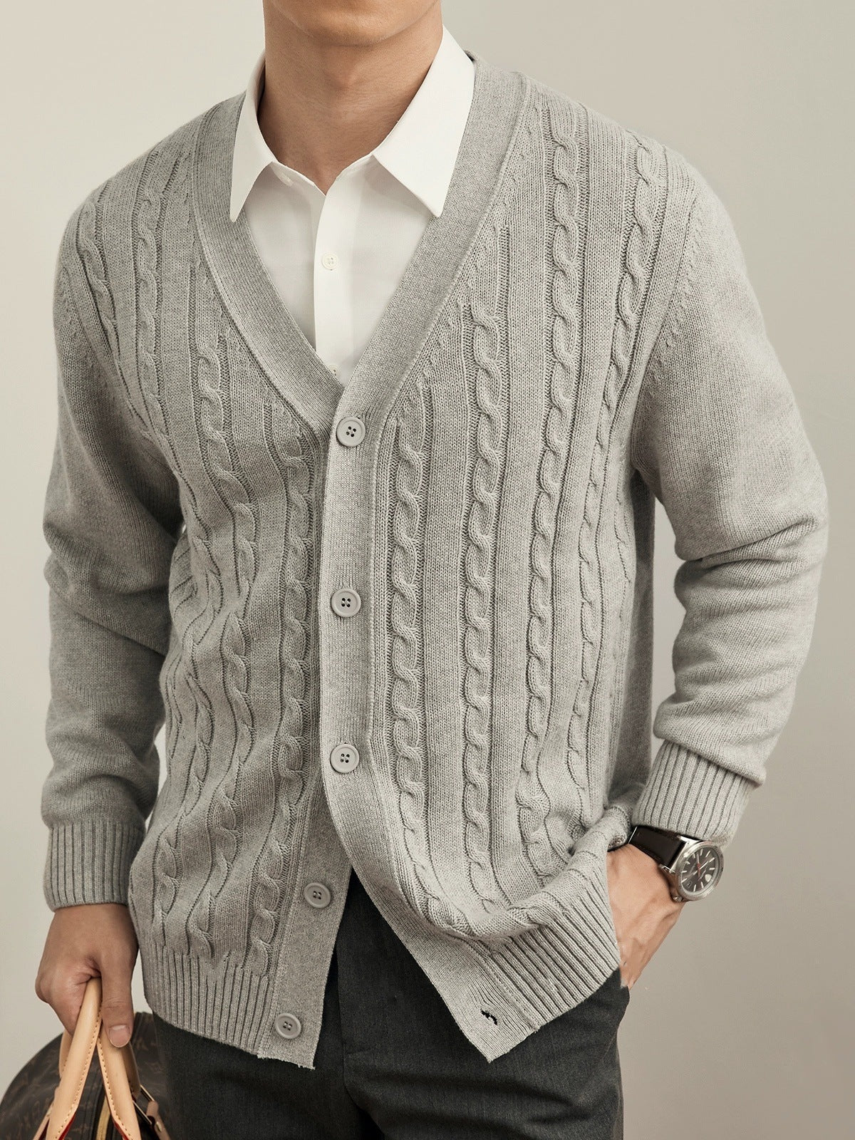 Youth Solid Color Knitted Cardigan