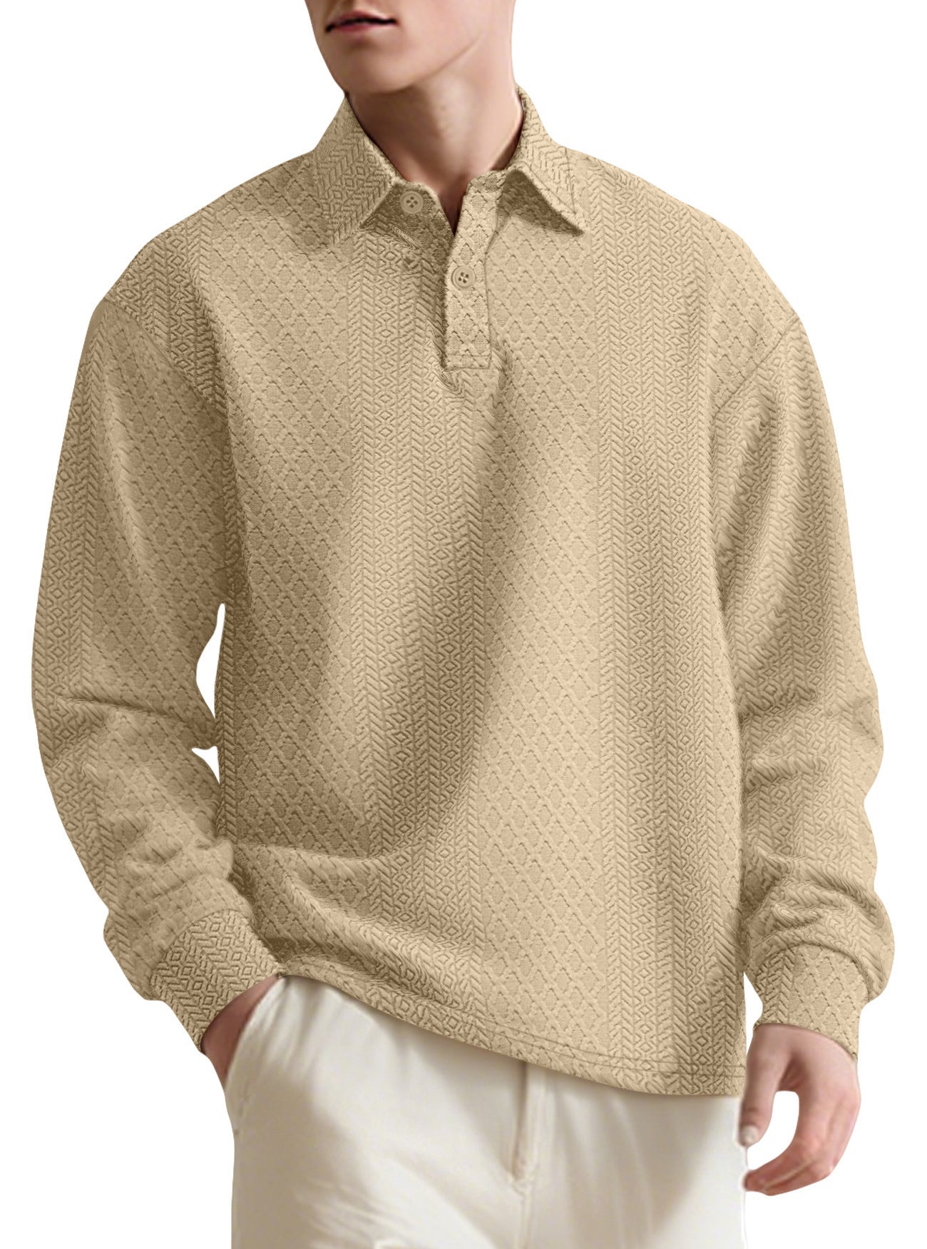 Jacquard Lapel Polo Sweater