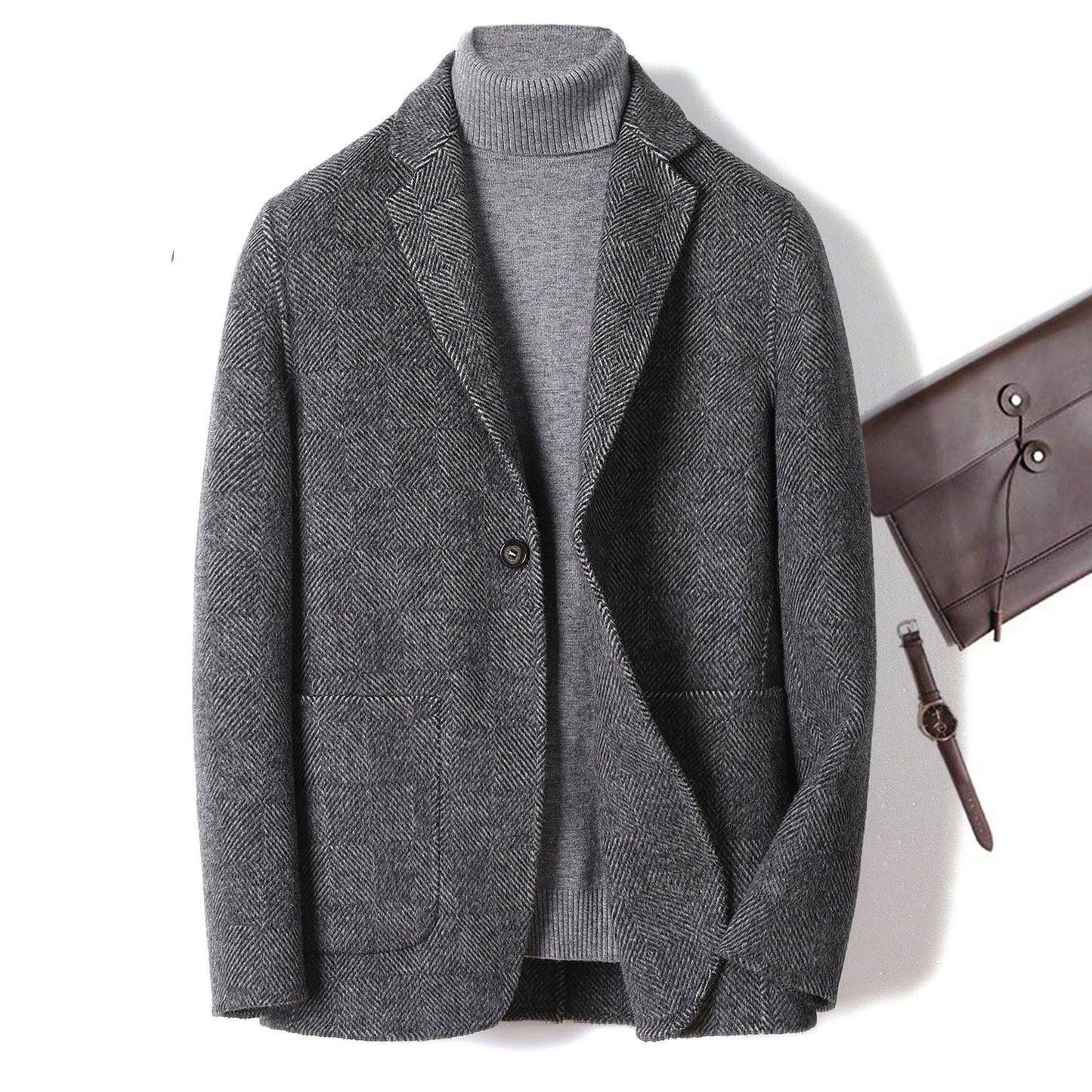 Men’s Alpaca Double‑Faced Cashmere Wool Jacket