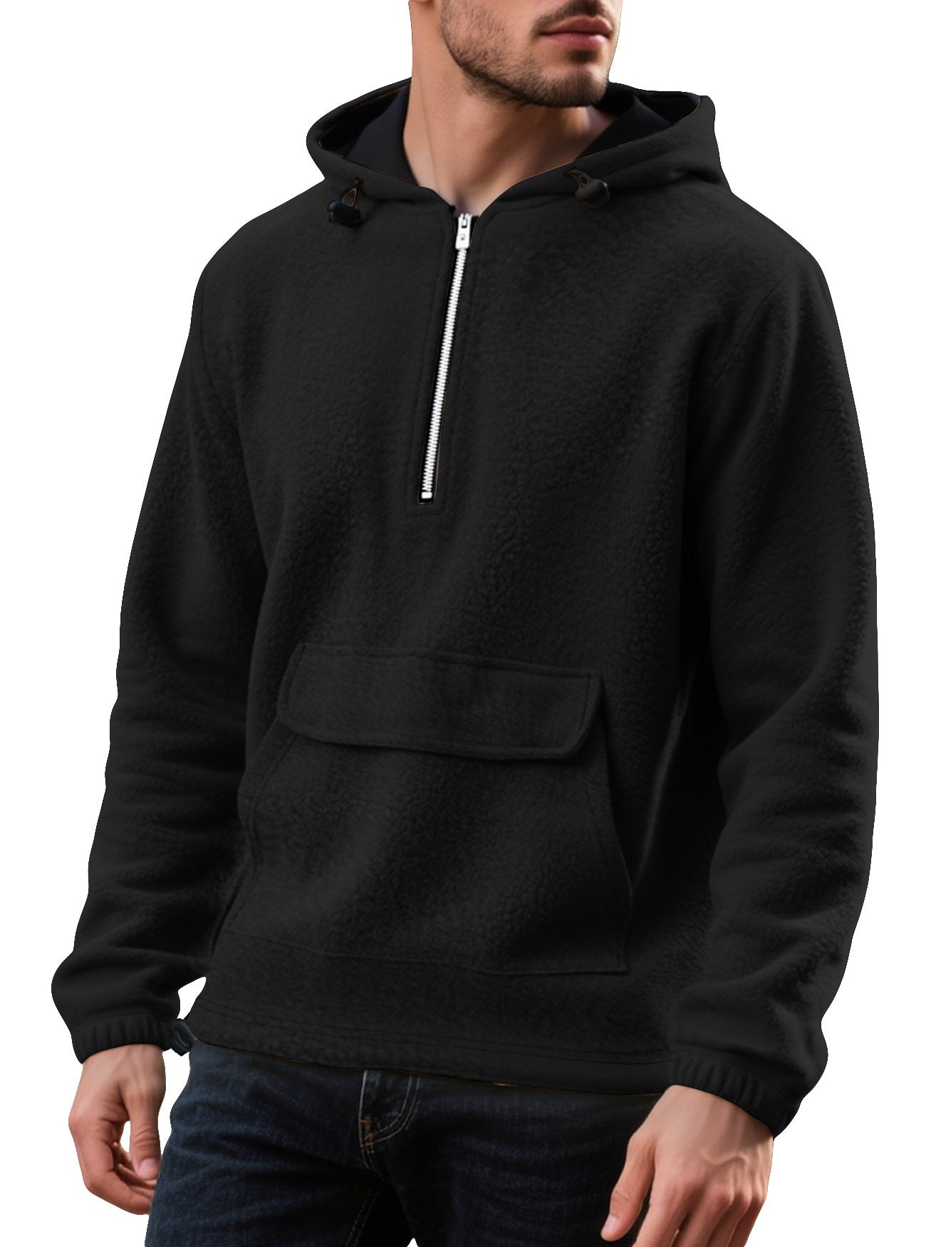 Half-Zip Padded Fleece Hoodie