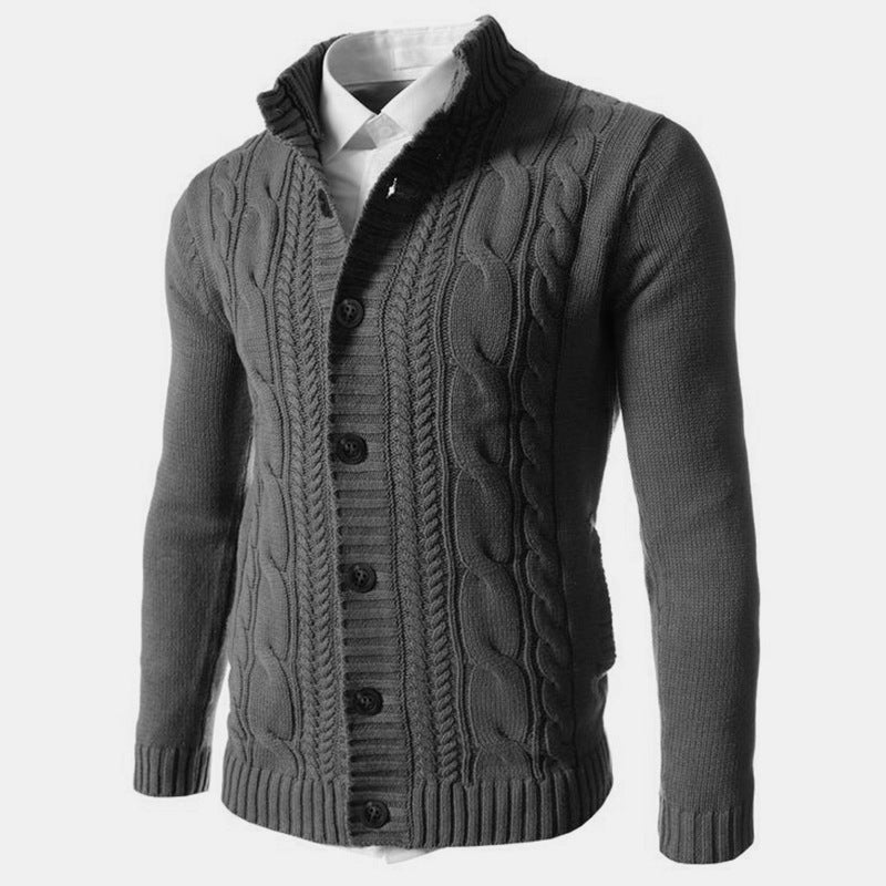 Men’s Stand Collar Knit Button Cardigan