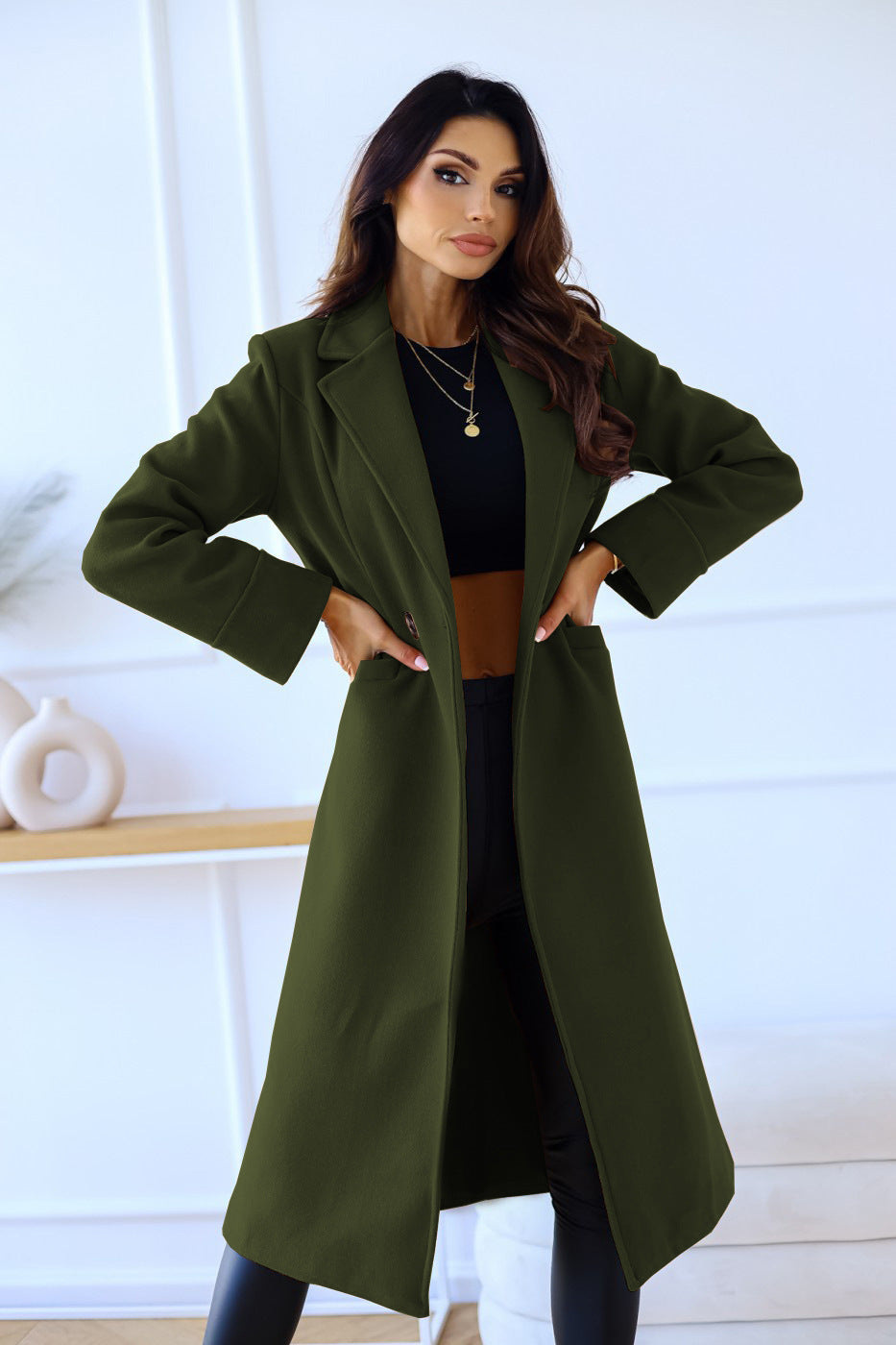 Women’s Double-Breasted Woolen Coat
