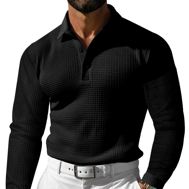 Slim-Fit Lapel Button Long Sleeve Shirt