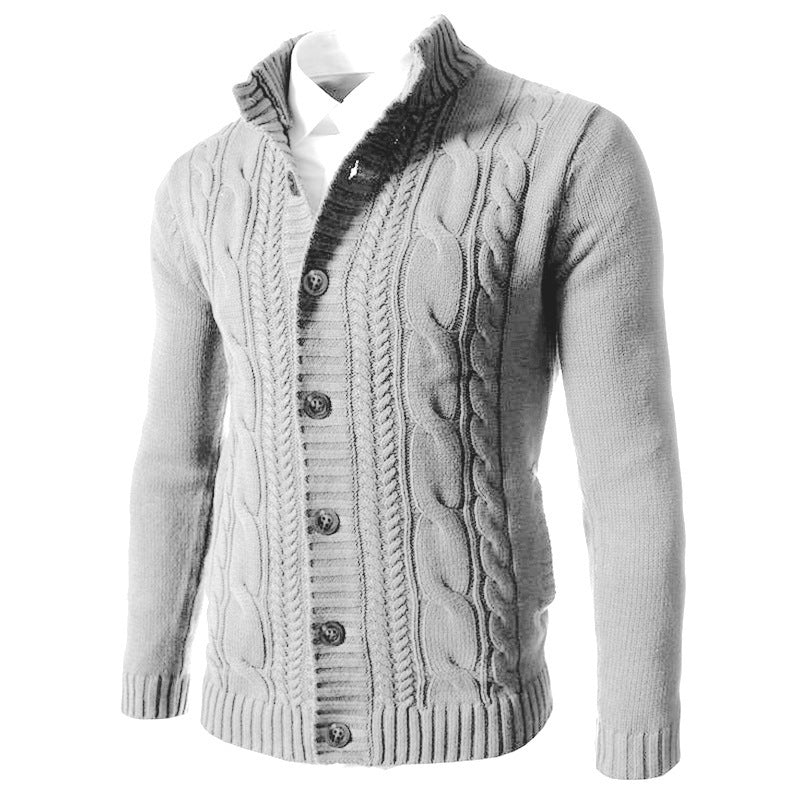 Men’s Stand Collar Knit Button Cardigan