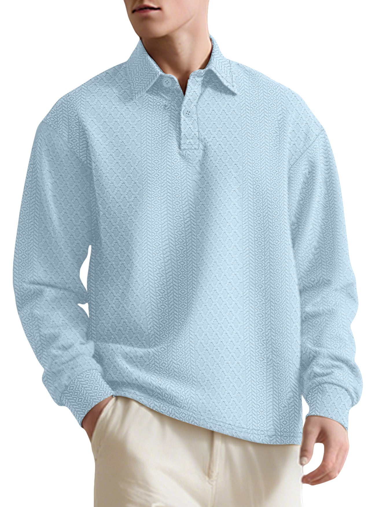 Jacquard Lapel Polo Sweater