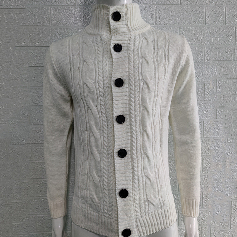 Men’s Stand Collar Knit Button Cardigan