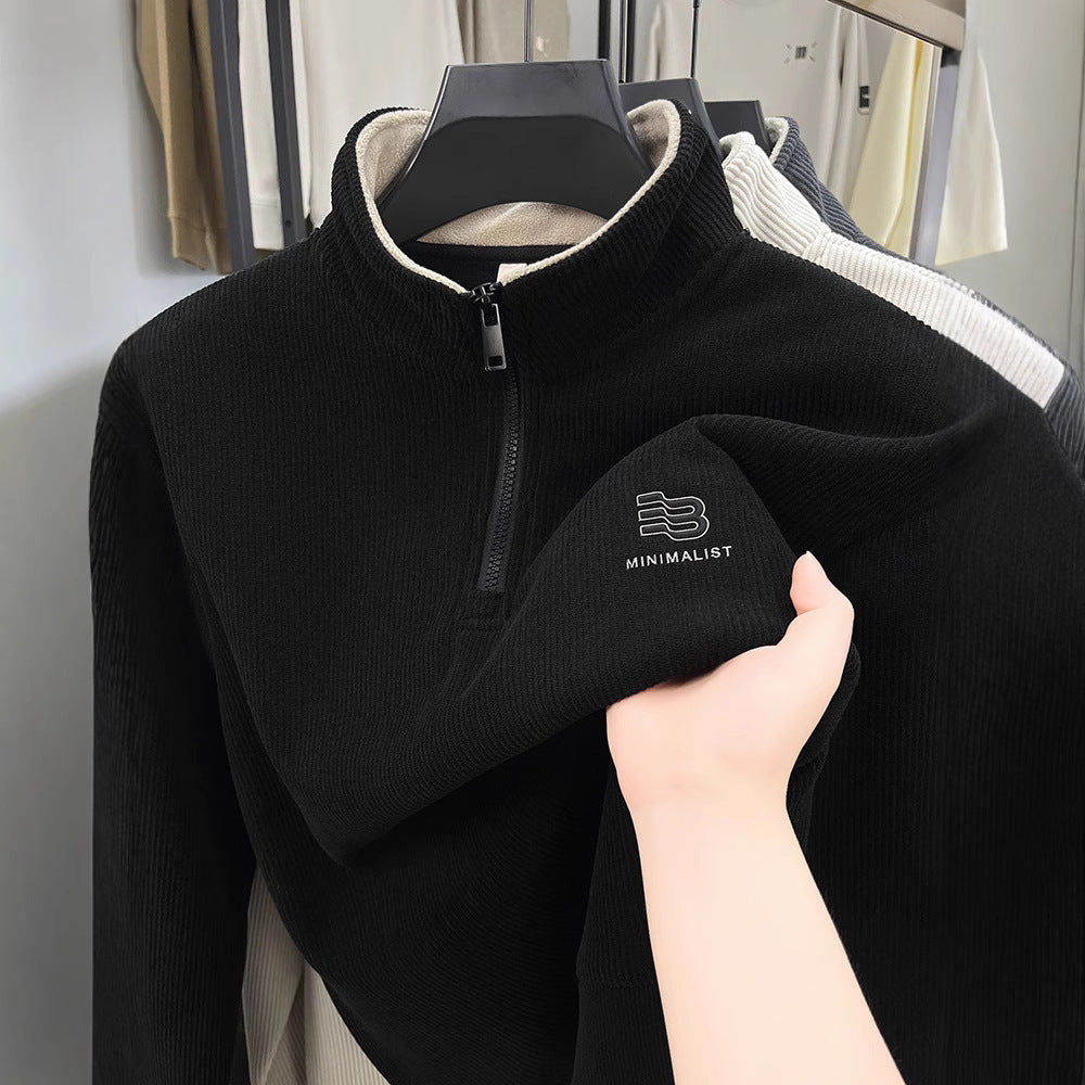 Half-Zip Velvet Padded Sweater