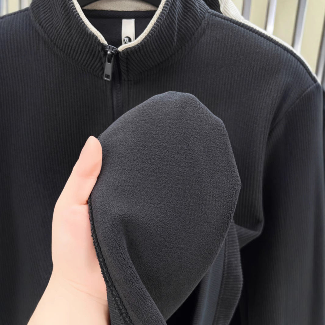 Half-Zip Velvet Padded Sweater