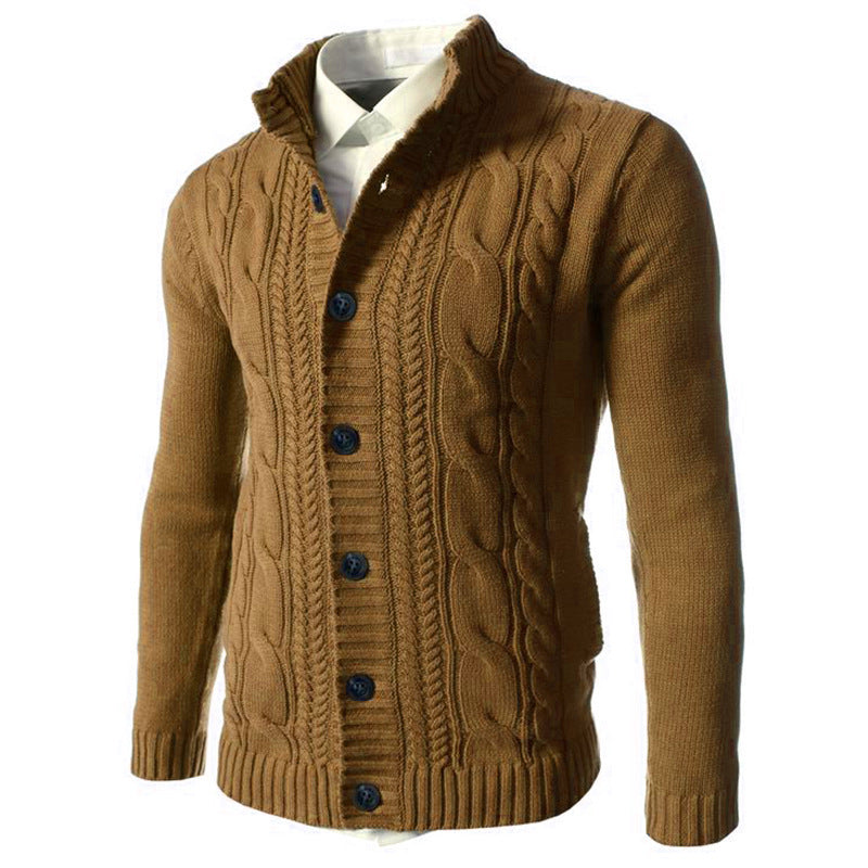 Men’s Stand Collar Knit Button Cardigan
