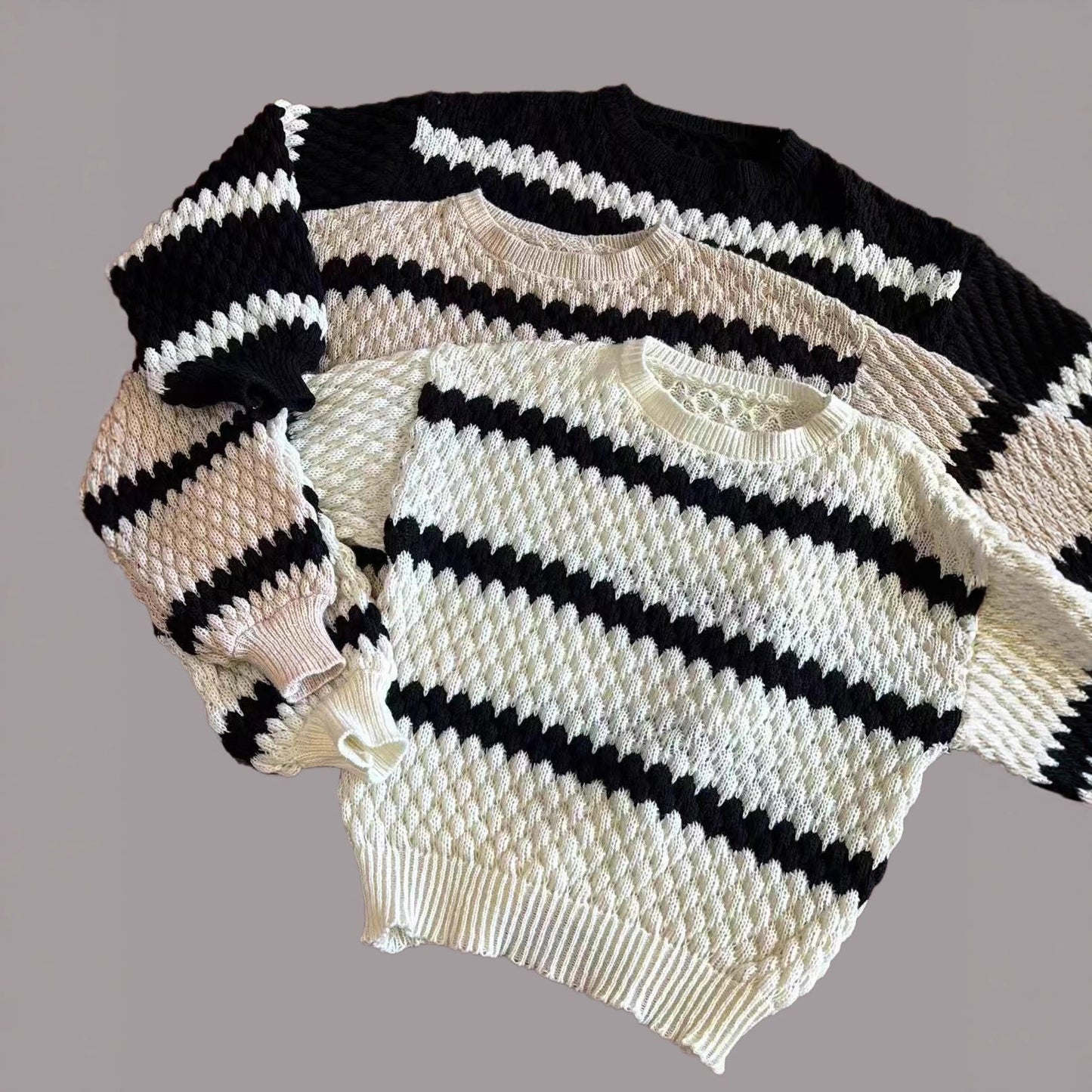 Women's Knitted Pullover Striped European And American