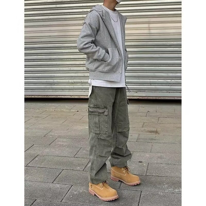 Heavy Stone Washed Straight Cargo