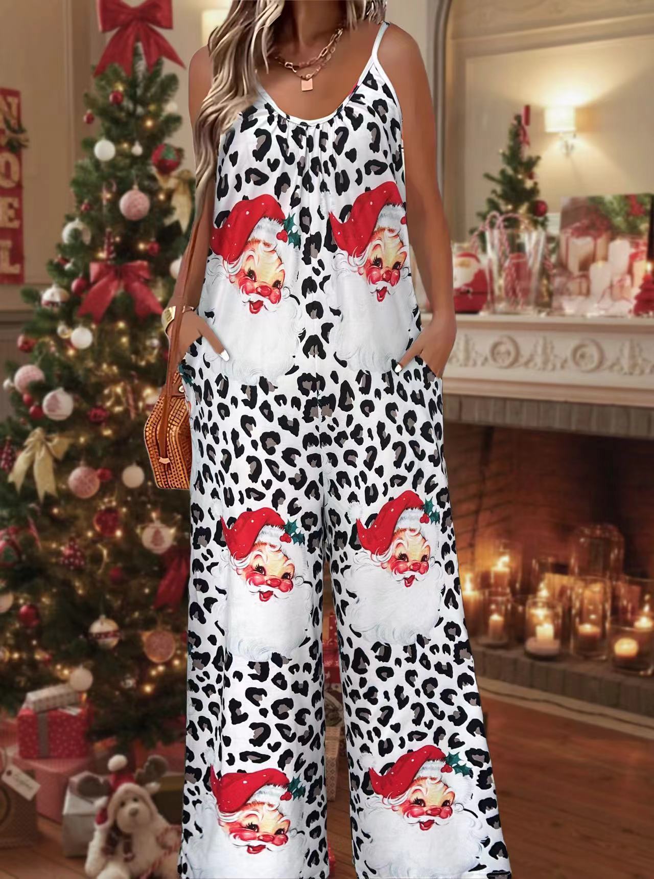 Bohemian Printed Pleated Suspender Jumpsuit