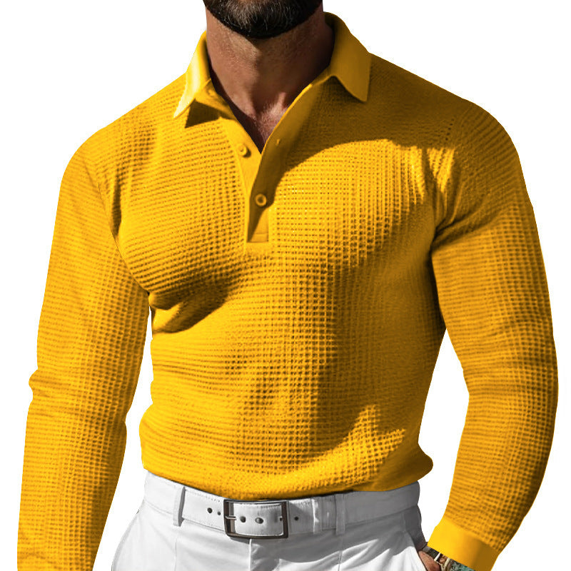 Slim-Fit Lapel Button Long Sleeve Shirt