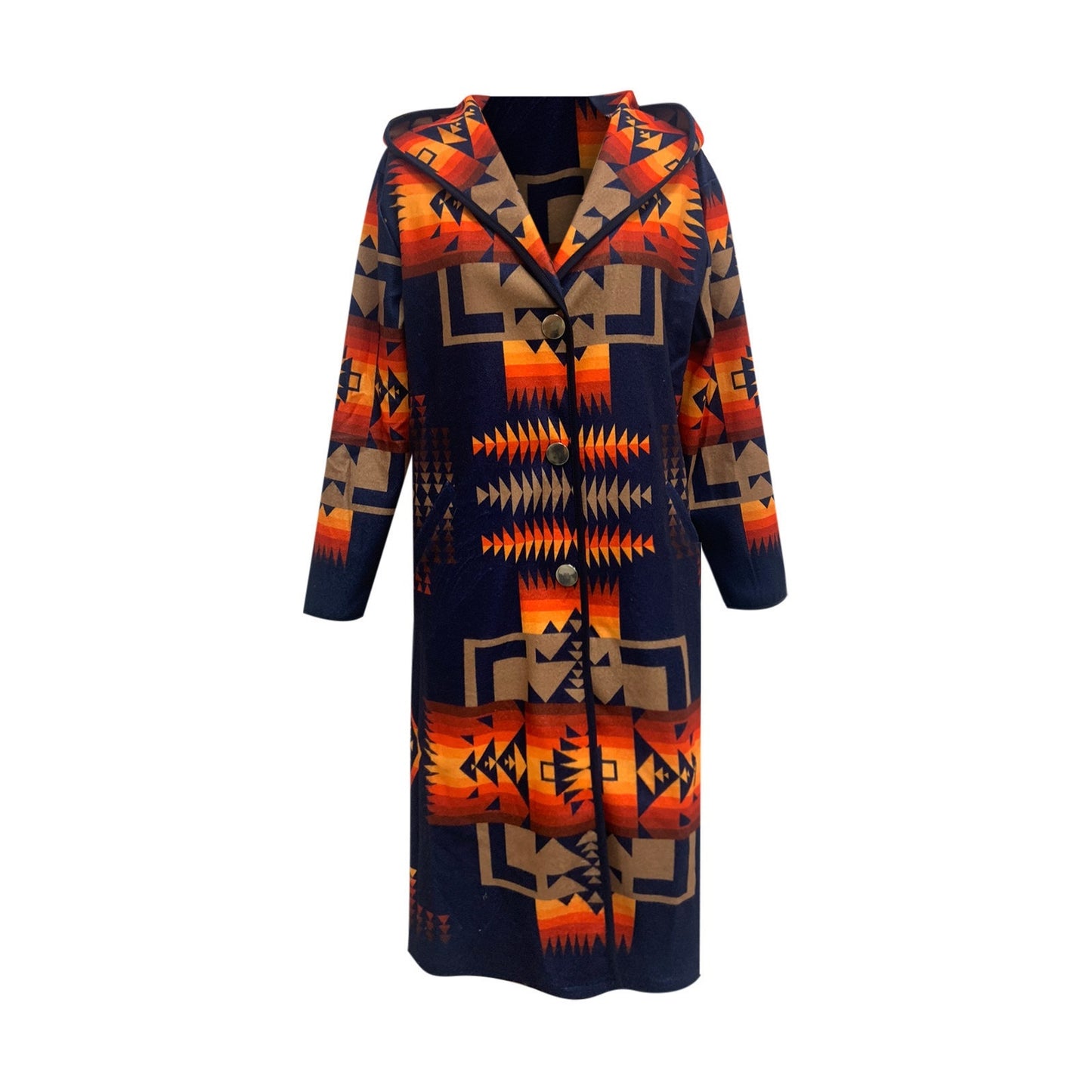 Printed Pocket Long Coat