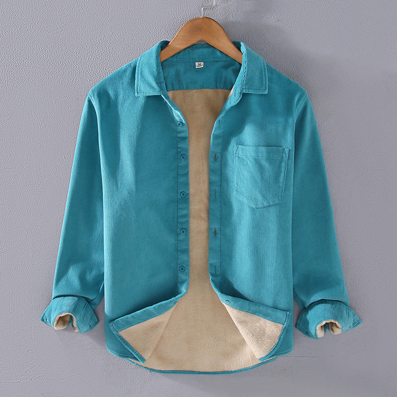Men’s Square Collar Corduroy Shirt