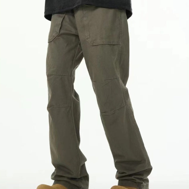 Men’s Trendy Gray-Green Overalls – Casual & Loose-Fit