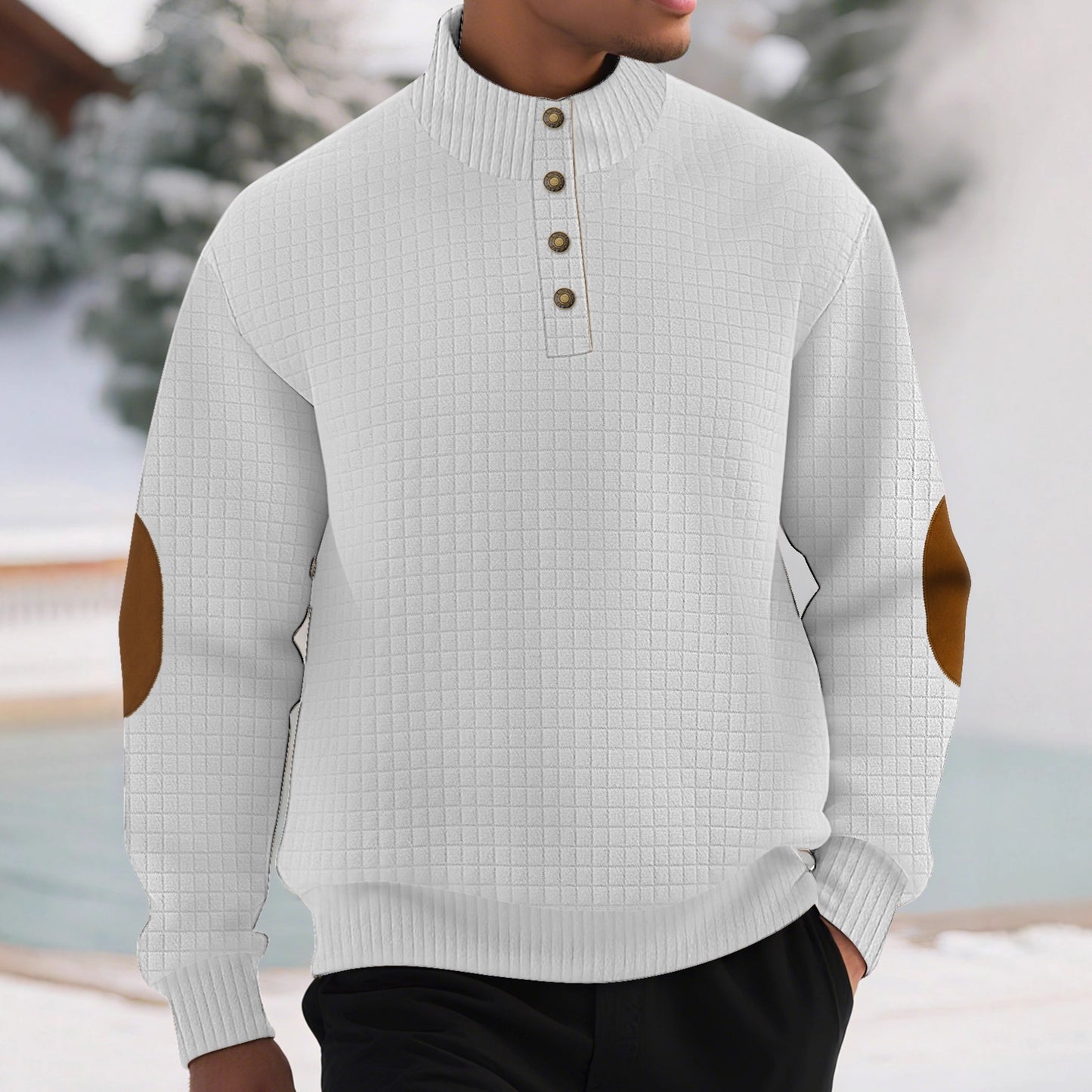 Plaid Stand-Collar Sweater