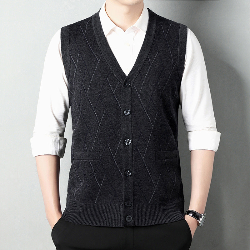 Men’s Wide Shoulder Striped Jacquard Vest