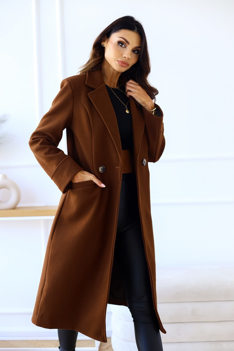 Women’s Double-Breasted Woolen Coat