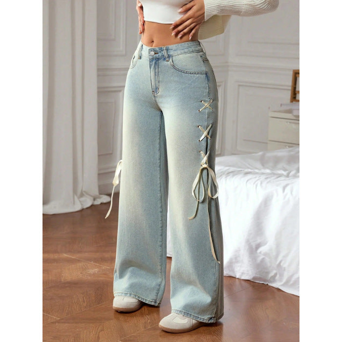 Casual Loose Fit Wide Leg Jeans