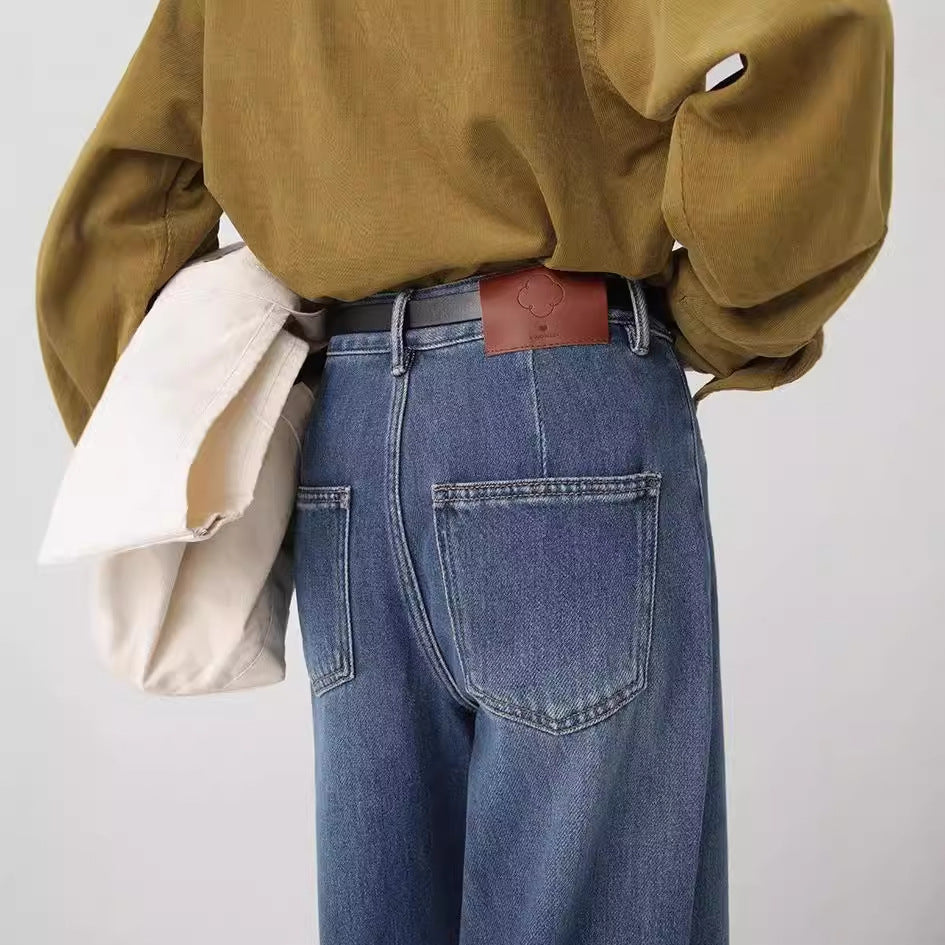 High-Waist Straight Wide Leg Jeans