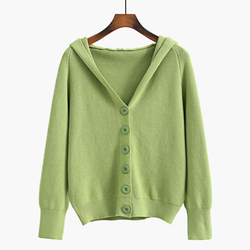 Hooded Women Cardigan Sweater Loose Casual Sports Knitted