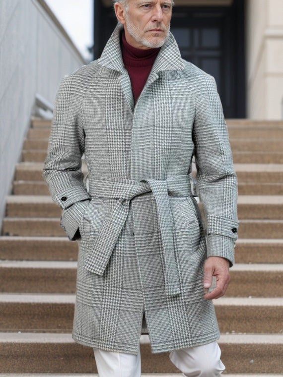 Men’s Checked Raglan Sleeve Wool Coat