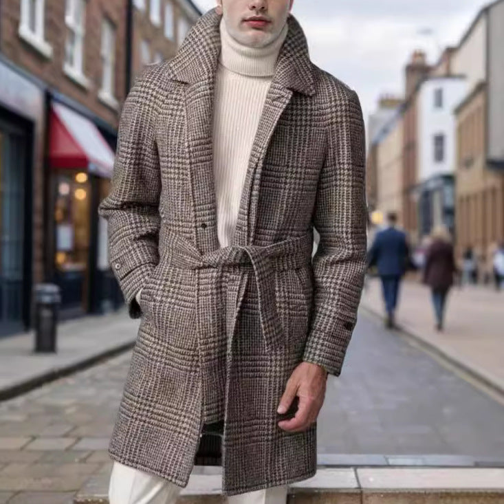 Men’s Checked Raglan Sleeve Wool Coat
